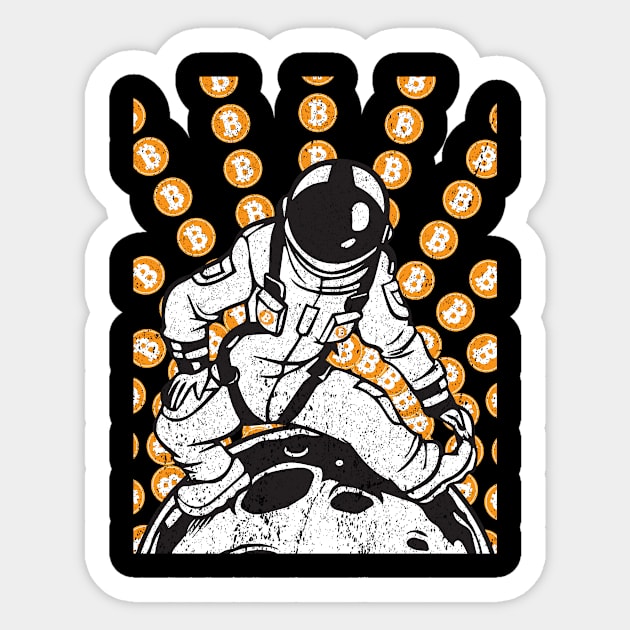 Astronaut To The Moon I Crypto I Coins I Mining I Bitcoin Sticker by Shirtjaeger